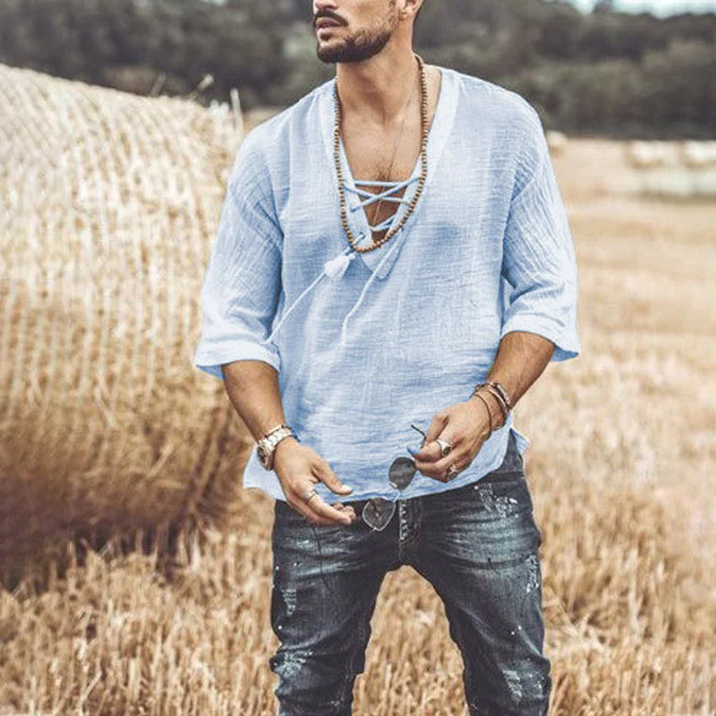 Kairo® | Men'S T-Shirt With Chest Tie And Eyelets - Image 6