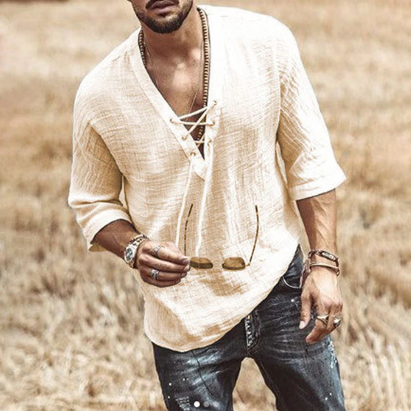 Kairo® | Men'S T-Shirt With Chest Tie And Eyelets - Image 7