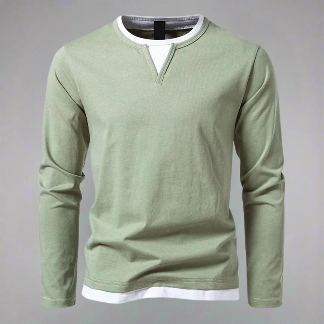 Kalel | Double-layered men's shirt with contrast neckline - Image 4