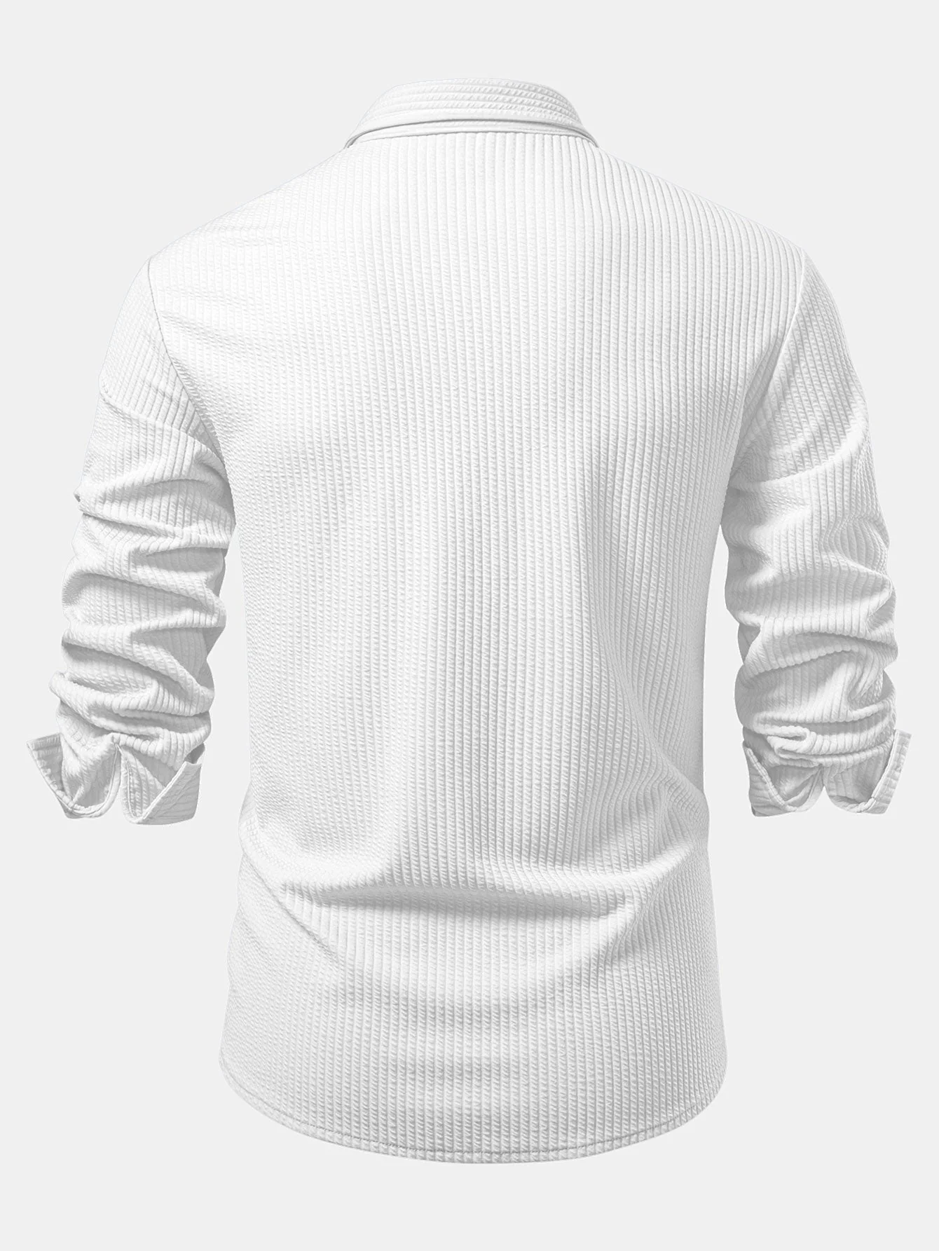 KalilĀ® | Long Sleeve Muscle Fit Ribbed Button Up Shirt - Image 15
