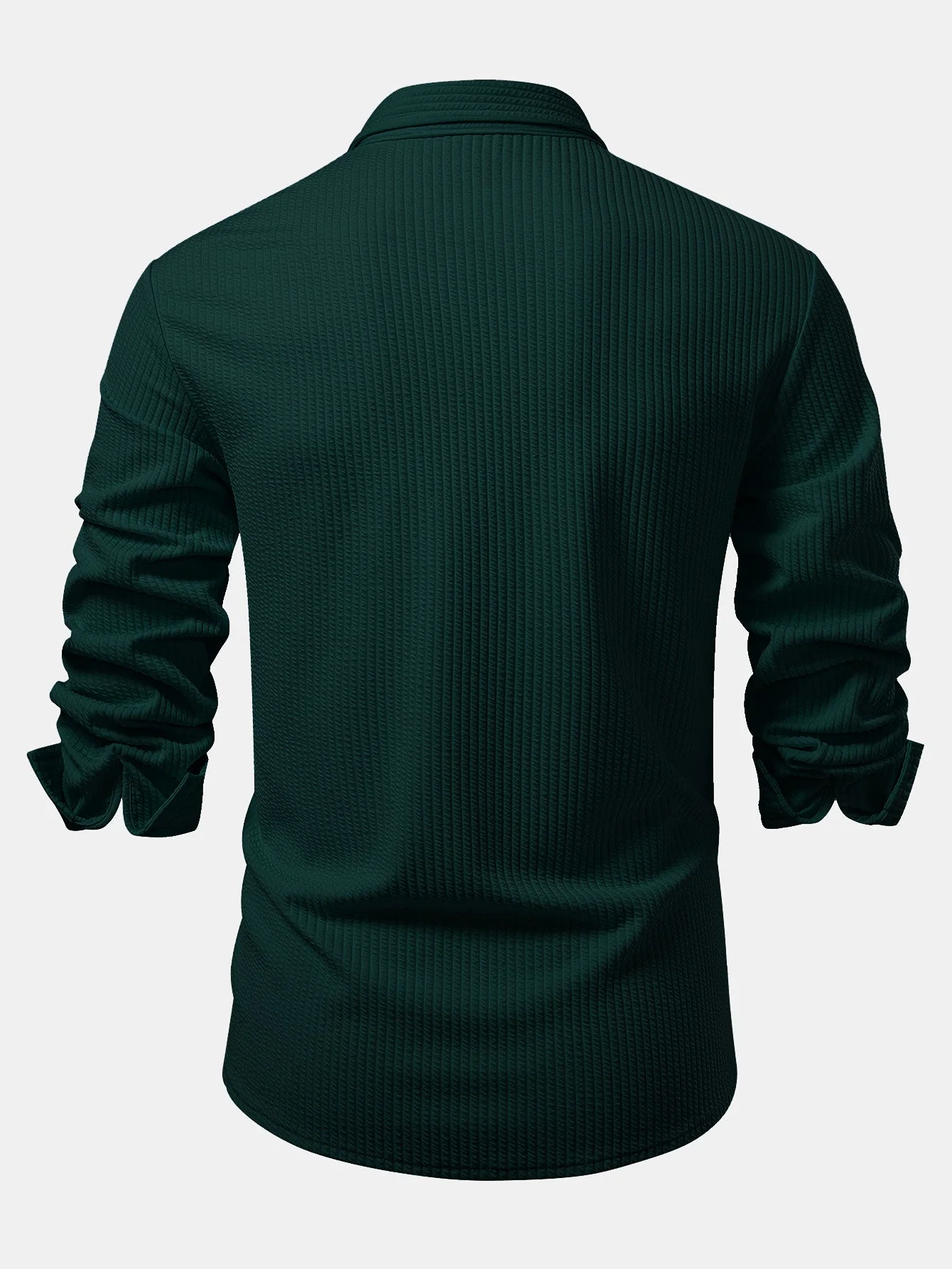 KalilĀ® | Long Sleeve Muscle Fit Ribbed Button Up Shirt - Image 3