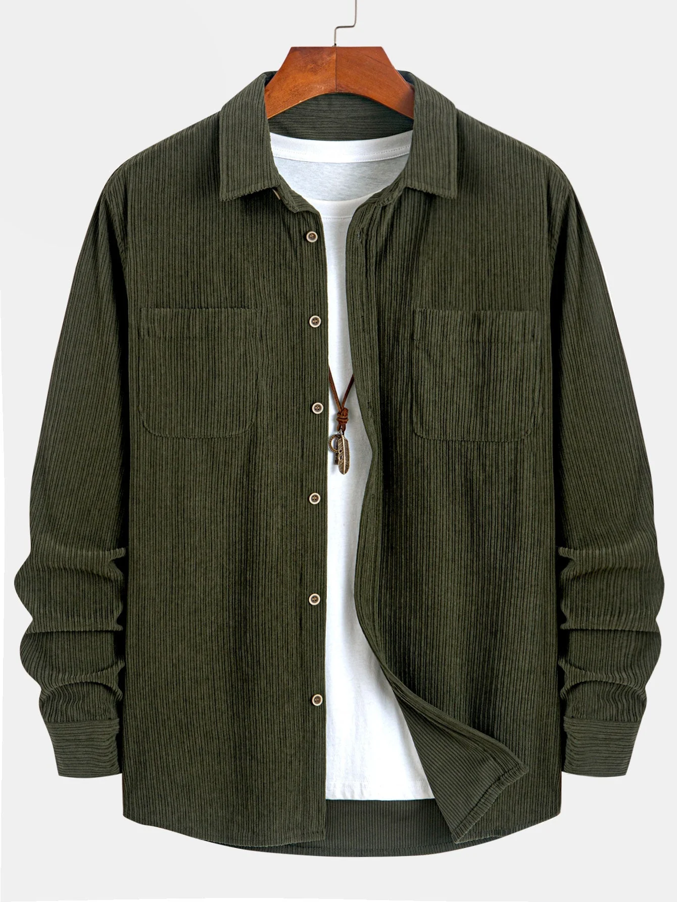 KareemĀ® | Long Sleeve Corduroy Pocket Button Up Shirt