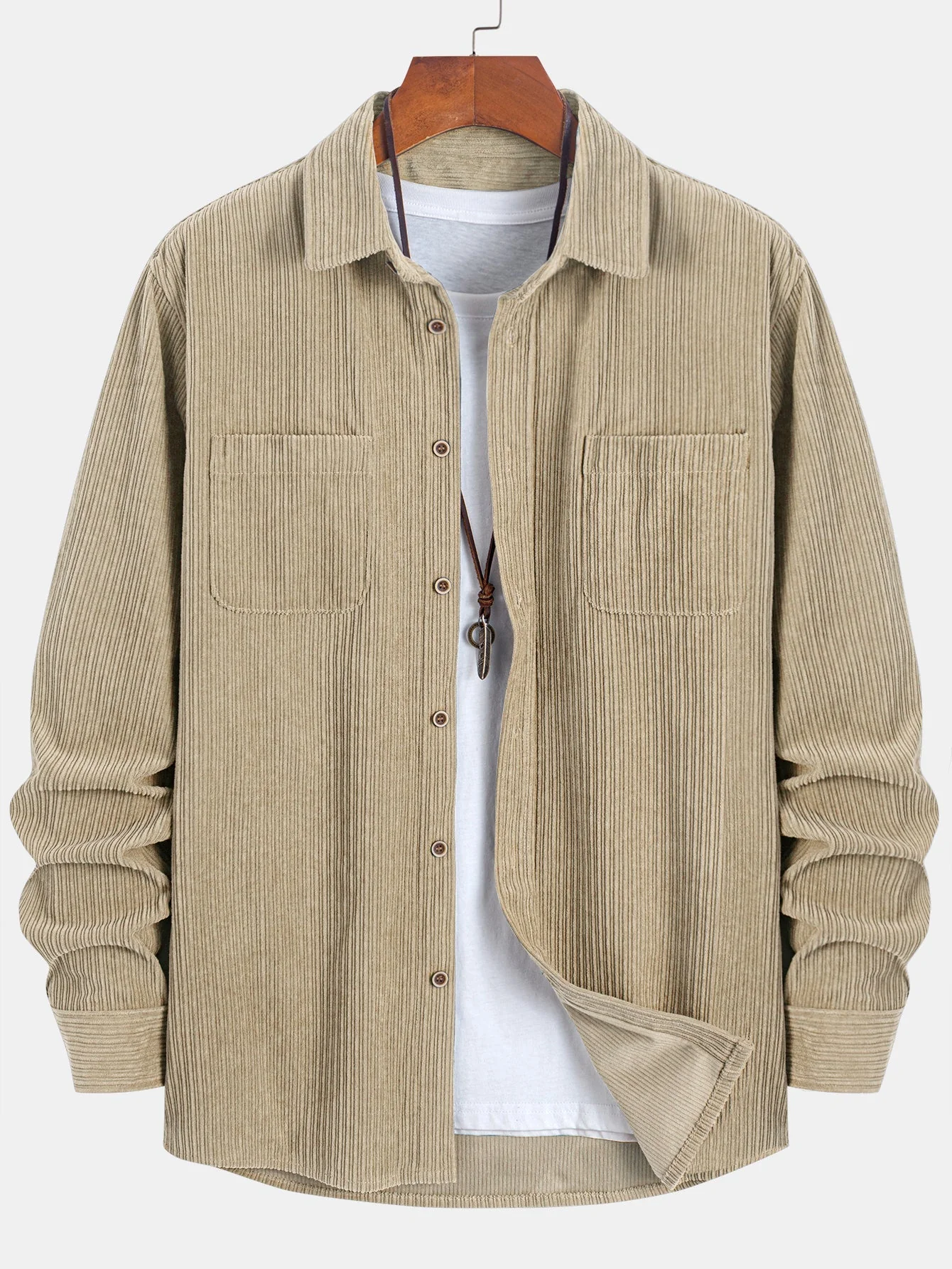 KareemĀ® | Long Sleeve Corduroy Pocket Button Up Shirt - Image 13