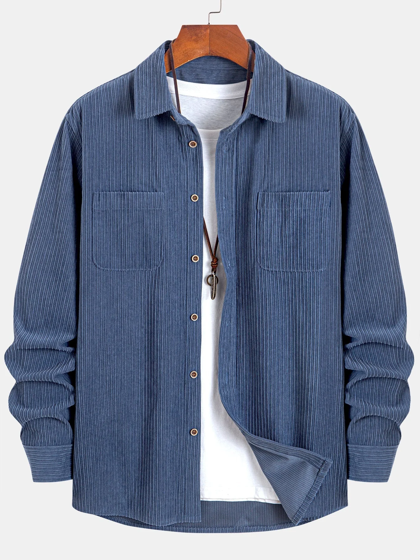 KareemĀ® | Long Sleeve Corduroy Pocket Button Up Shirt - Image 15