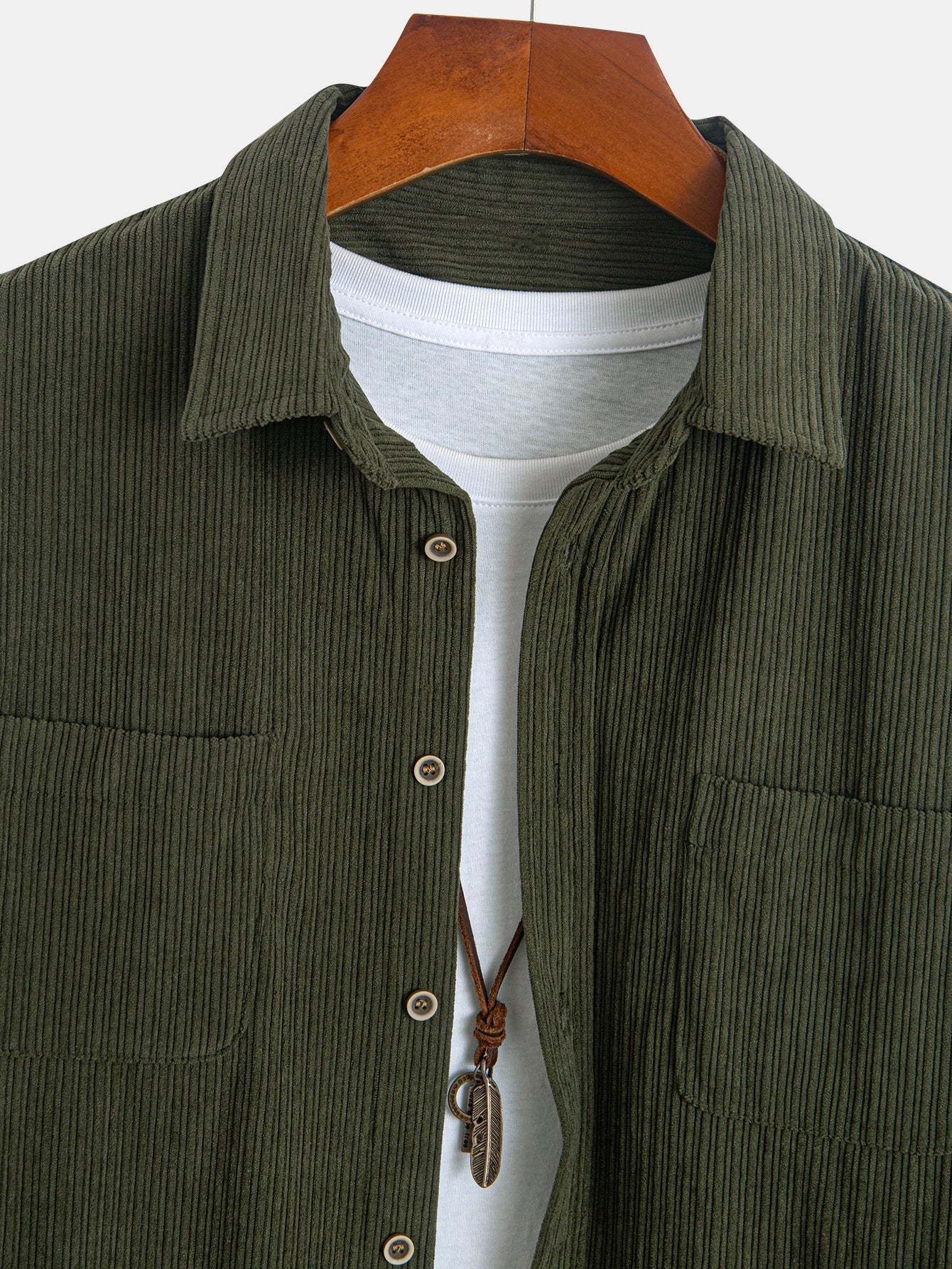 KareemĀ® | Long Sleeve Corduroy Pocket Button Up Shirt - Image 17