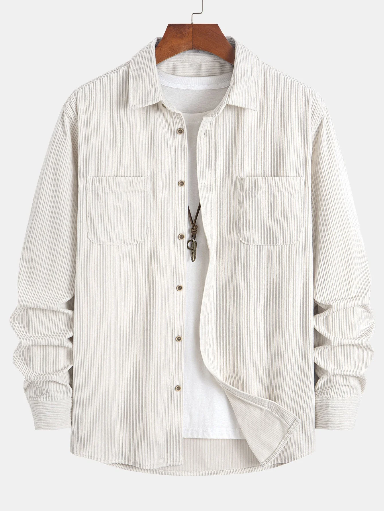 KareemĀ® | Long Sleeve Corduroy Pocket Button Up Shirt - Image 3