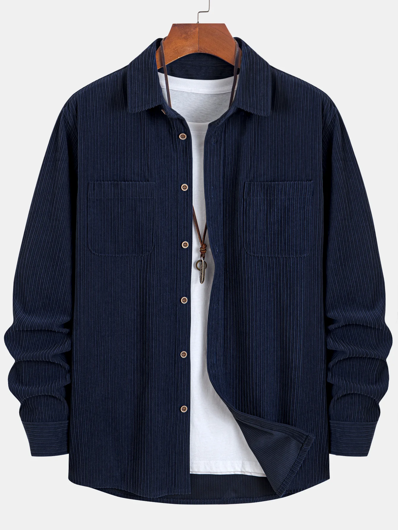 KareemĀ® | Long Sleeve Corduroy Pocket Button Up Shirt - Image 7