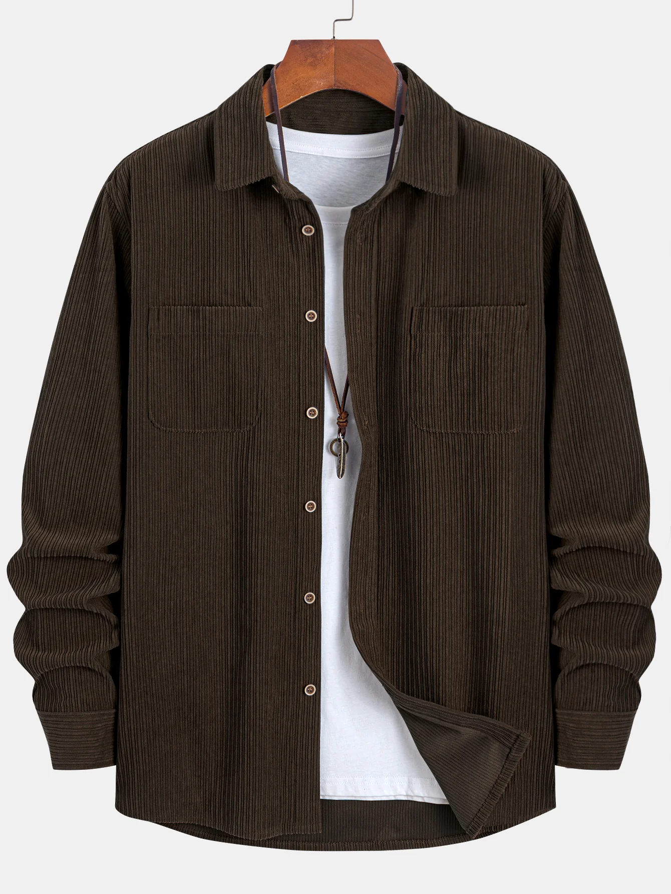 KareemĀ® | Long Sleeve Corduroy Pocket Button Up Shirt - Image 9