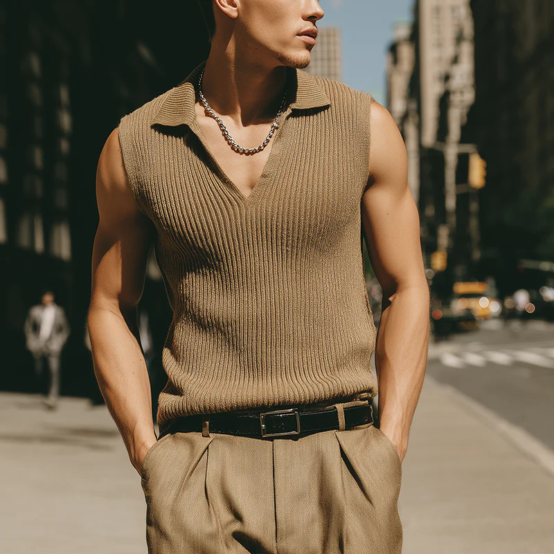 Karl | Men'S Summer Fashion Cool Cotton Knitted Sleeveless Tank Top - Image 3