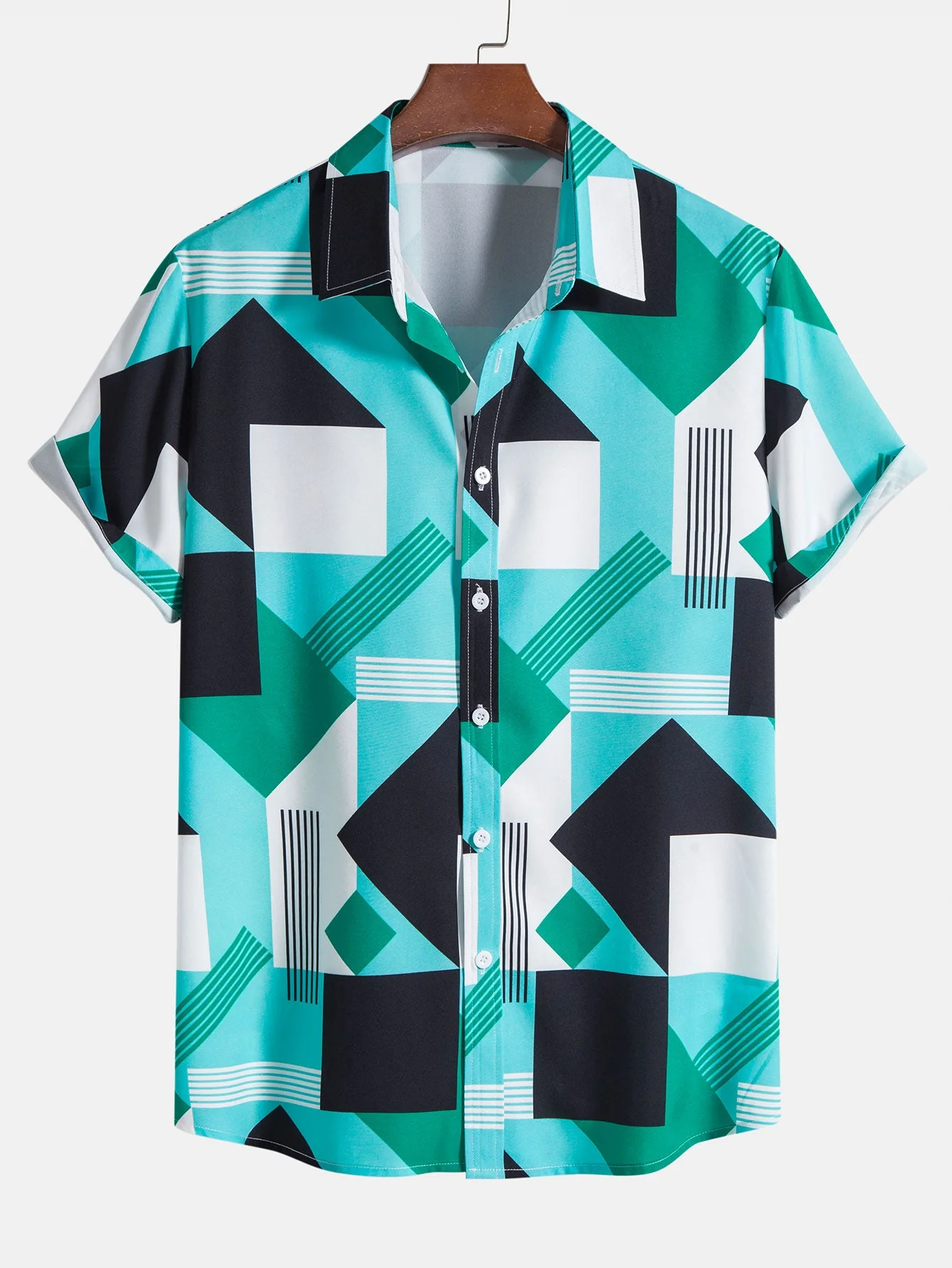 Kasey® | Color Block Stripe Print Shirt & Swim Shorts - Image 5