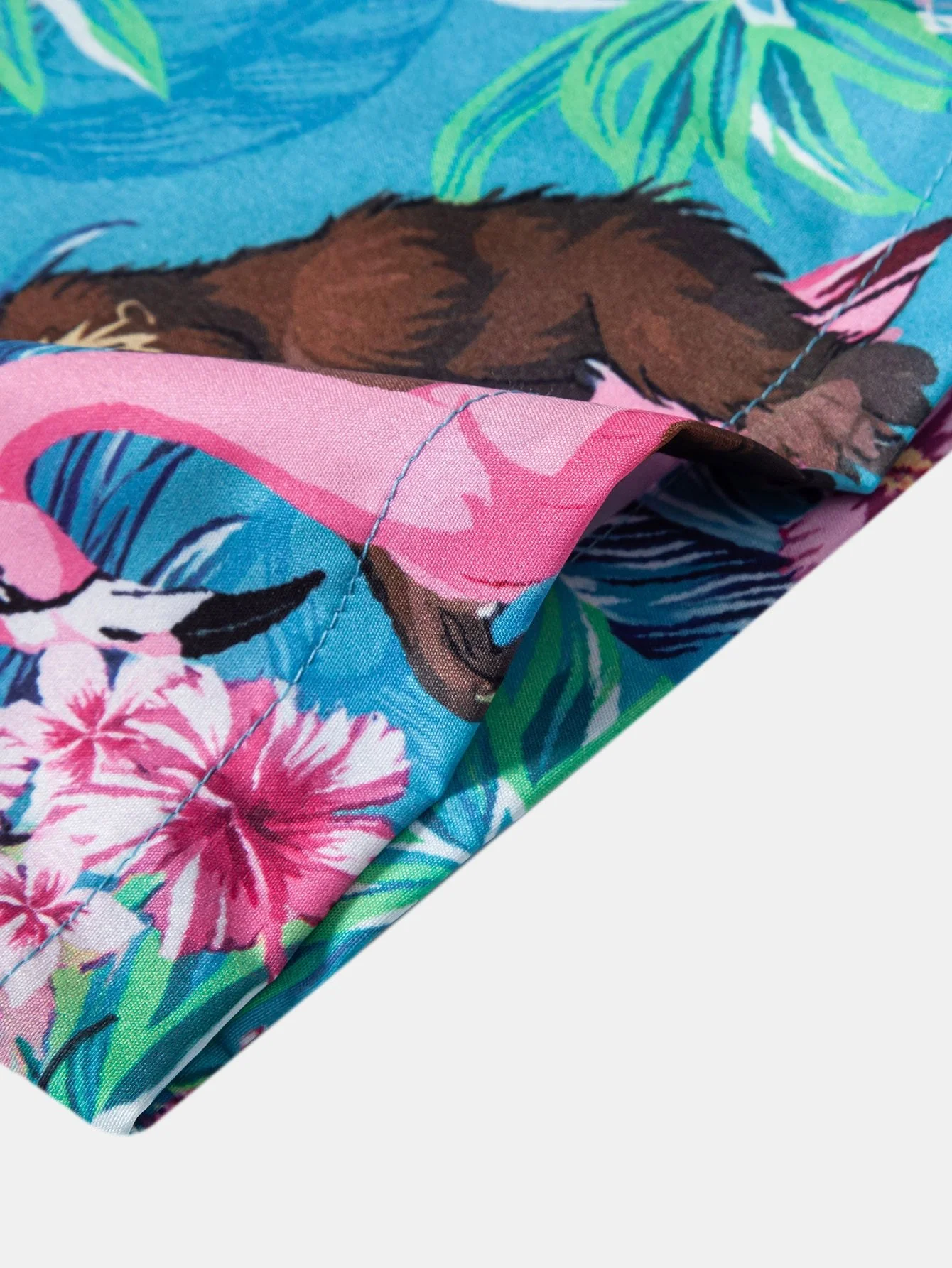 Kasey® | Tropical Plants And Orangutan Print Button Up Shirt - Image 4