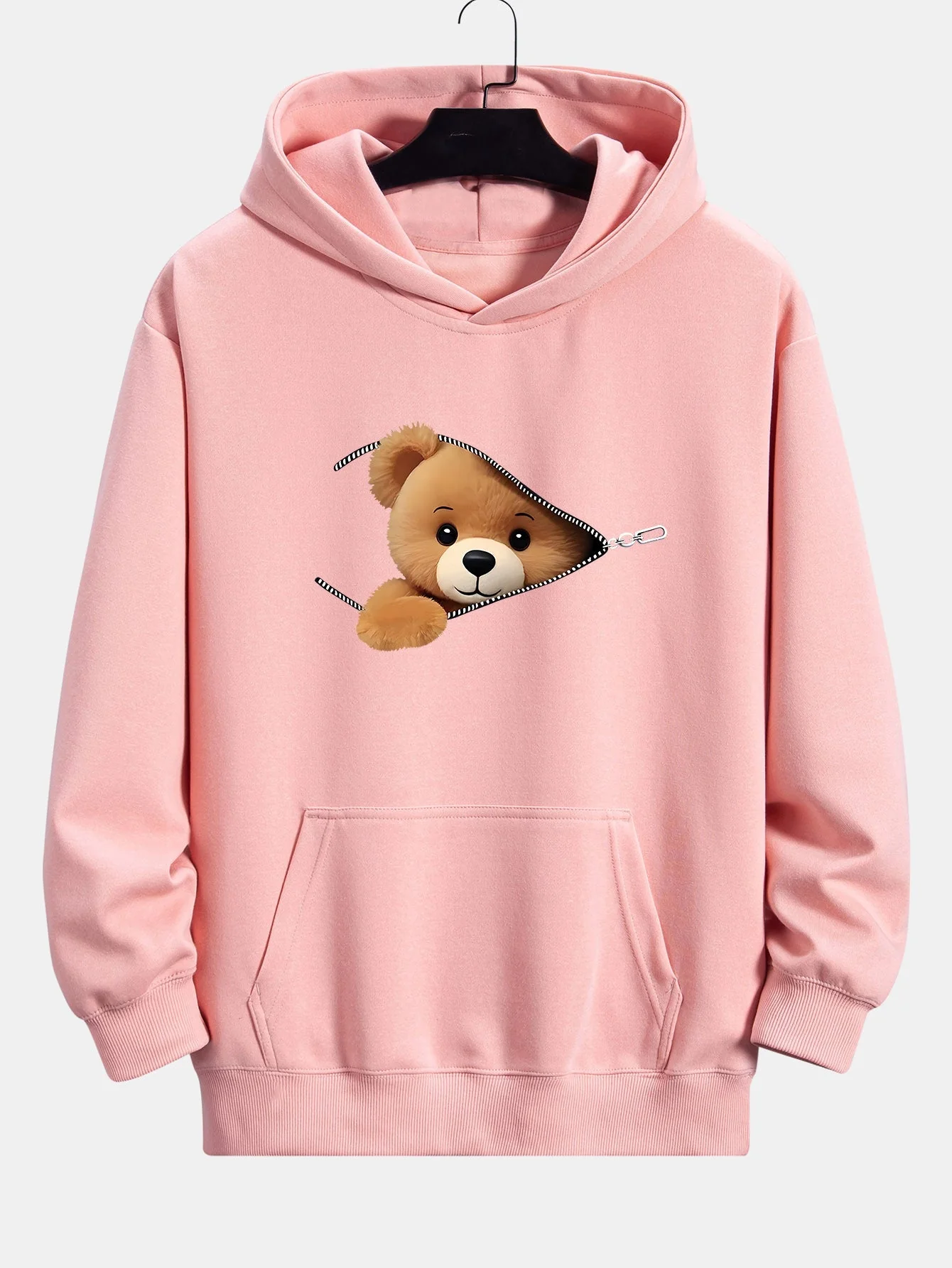 Kellan | Zipper Bear Print Relax Fit Hoodie - Image 7