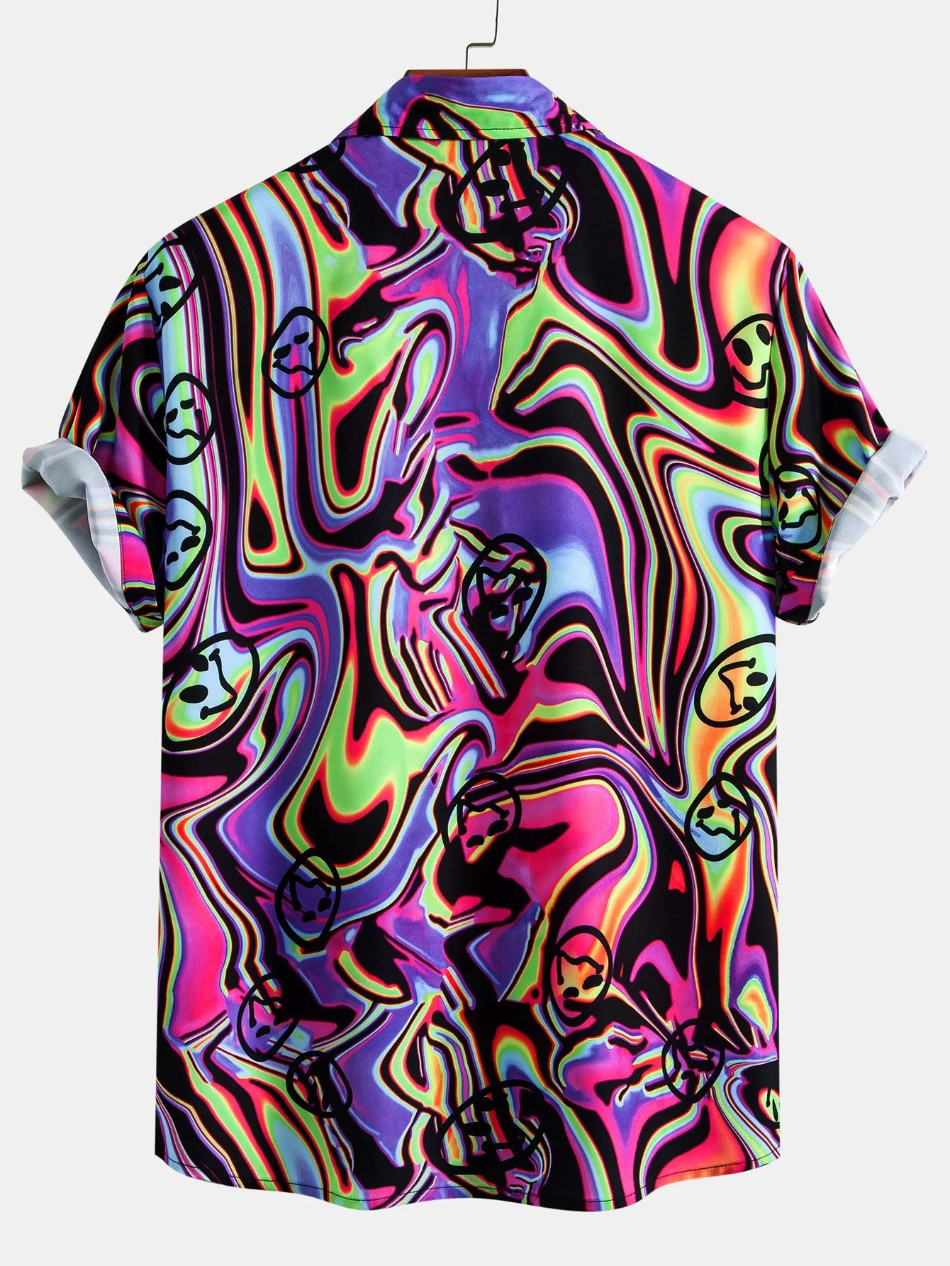Ken® | Colorful Fluid Smiley Print Button Up Shirt - Image 2