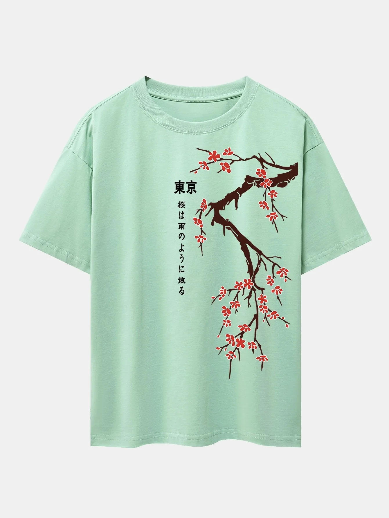 Ken® | Tokyo Japanese Cherry Blossoms Print Drop Shoulder Oversize T-Shirt - Image 5