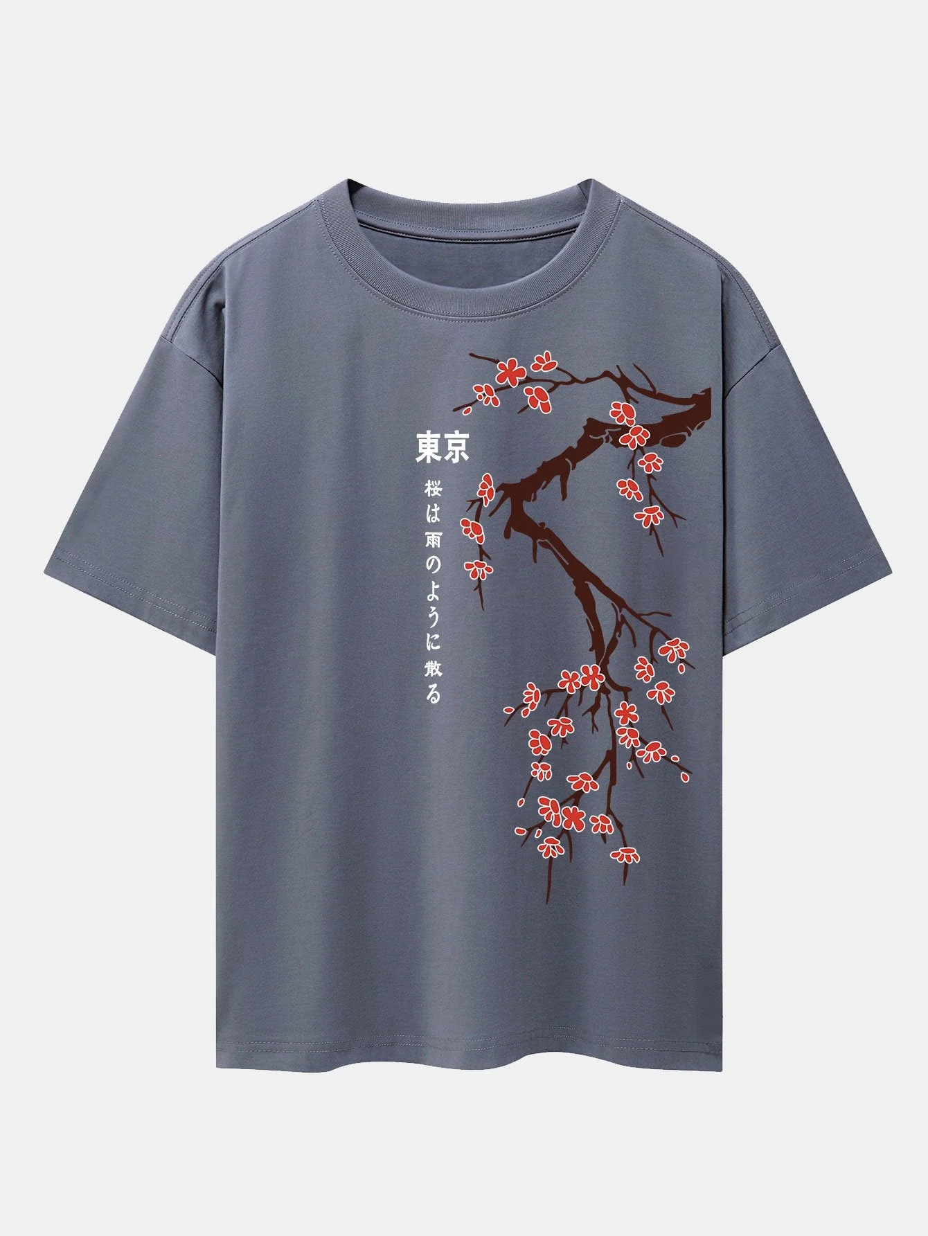 Ken® | Tokyo Japanese Cherry Blossoms Print Drop Shoulder Oversize T-Shirt - Image 7
