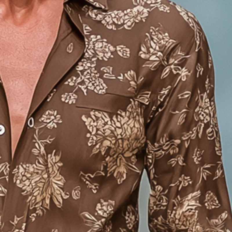 Kenneth | Men'S Vintage Print Linen Blend Long Sleeve Shirt - Image 3