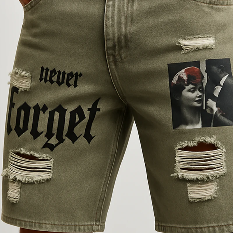 Kent | Men'S Summer Fashion Printed Ripped Denim Shorts - Image 3