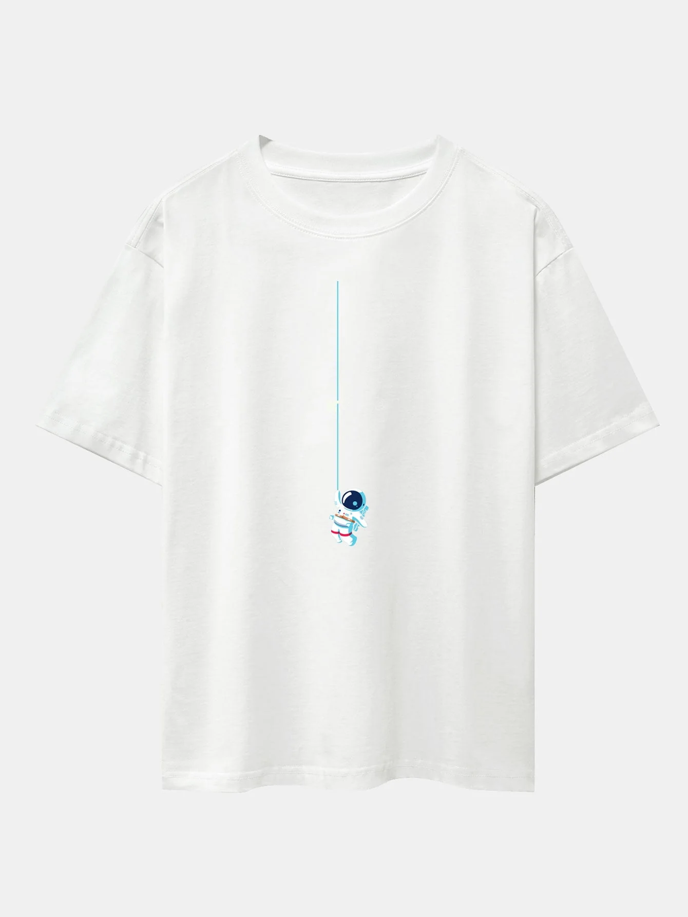 Kevin® | Astronaut On A Rope Print Drop Shoulder Oversize T-Shirt - Image 11