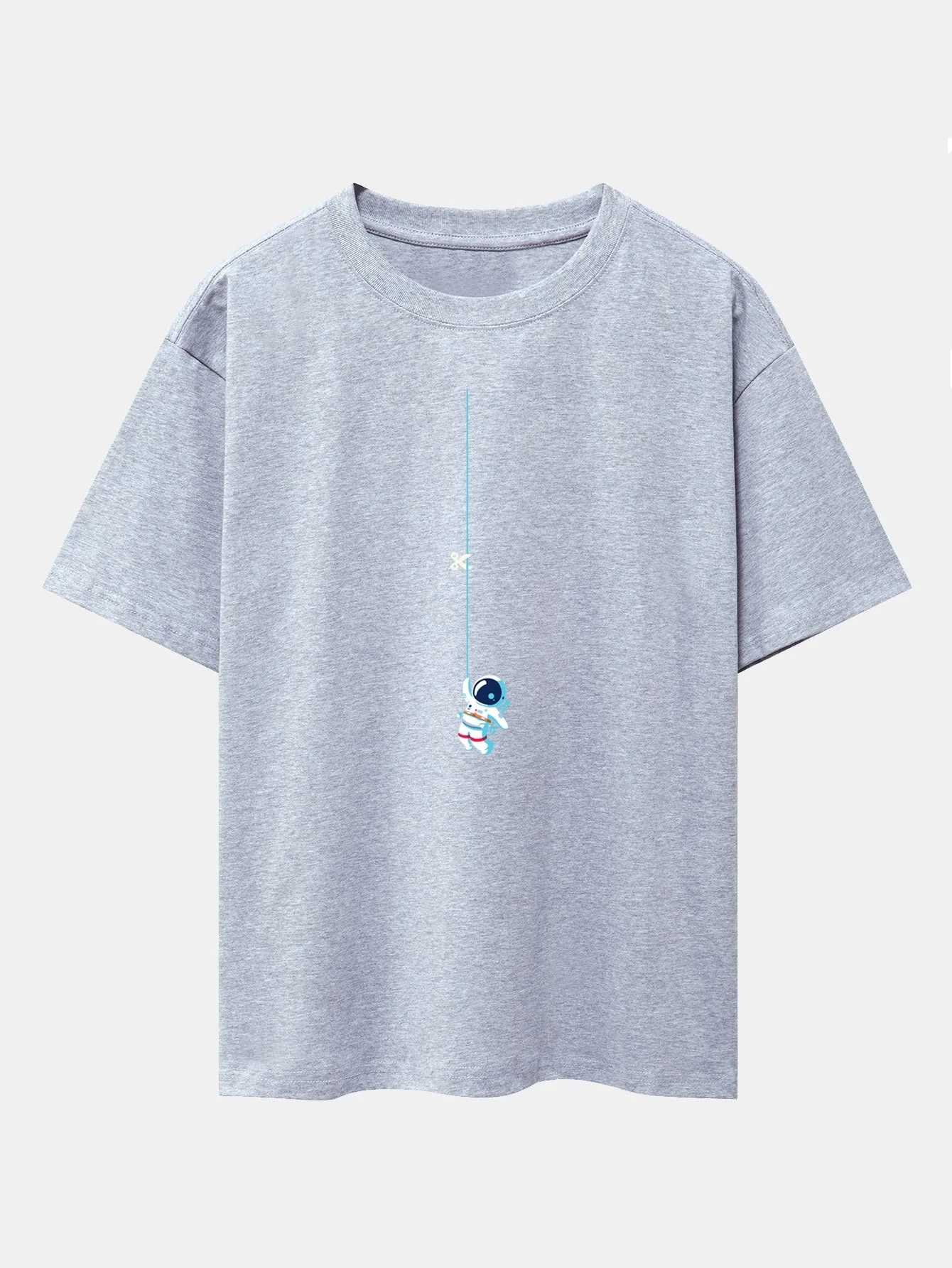 Kevin® | Astronaut On A Rope Print Drop Shoulder Oversize T-Shirt - Image 13