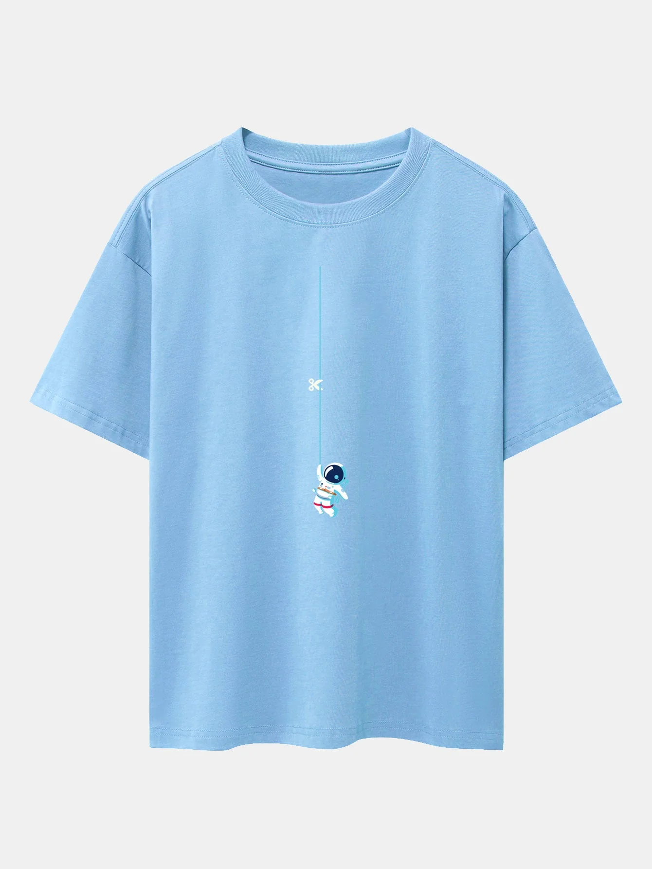 Kevin® | Astronaut On A Rope Print Drop Shoulder Oversize T-Shirt - Image 14