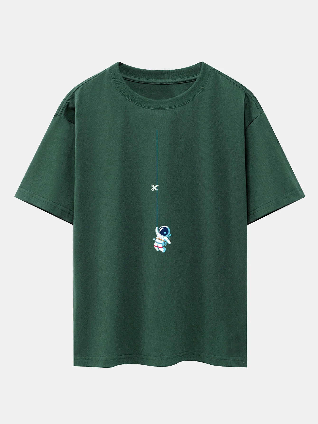 Kevin® | Astronaut On A Rope Print Drop Shoulder Oversize T-Shirt - Image 7