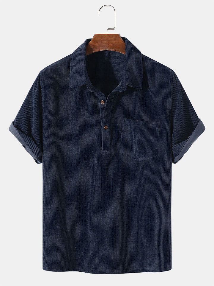 Kevin® | Corduroy Solid Short Sleeve Basic Shirts - Image 3