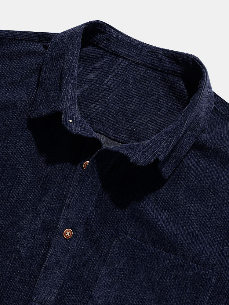 Kevin® | Corduroy Solid Short Sleeve Basic Shirts - Image 4