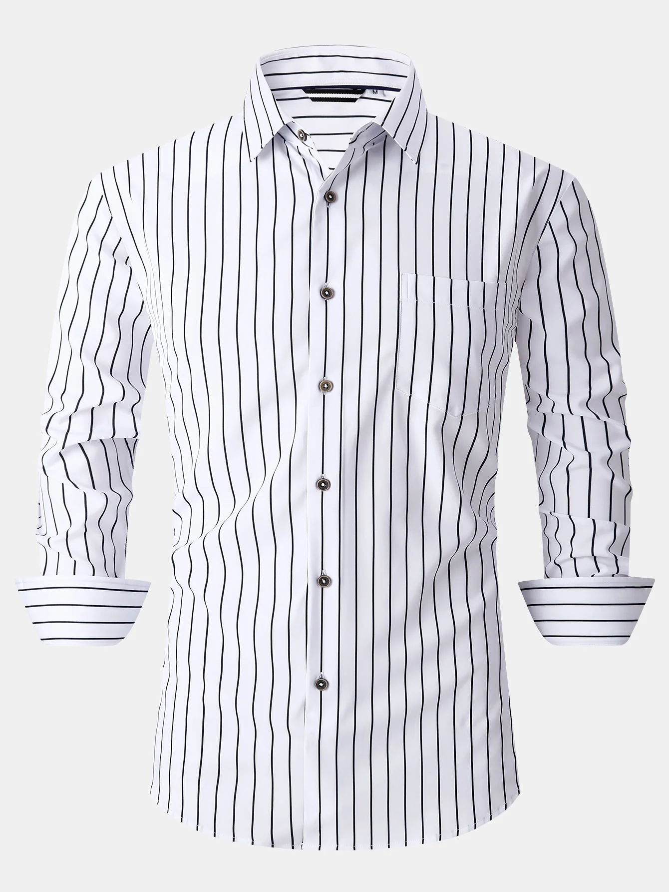 Kian® | Long Sleeve Stripe Pocket Button Up Shirt - Image 5