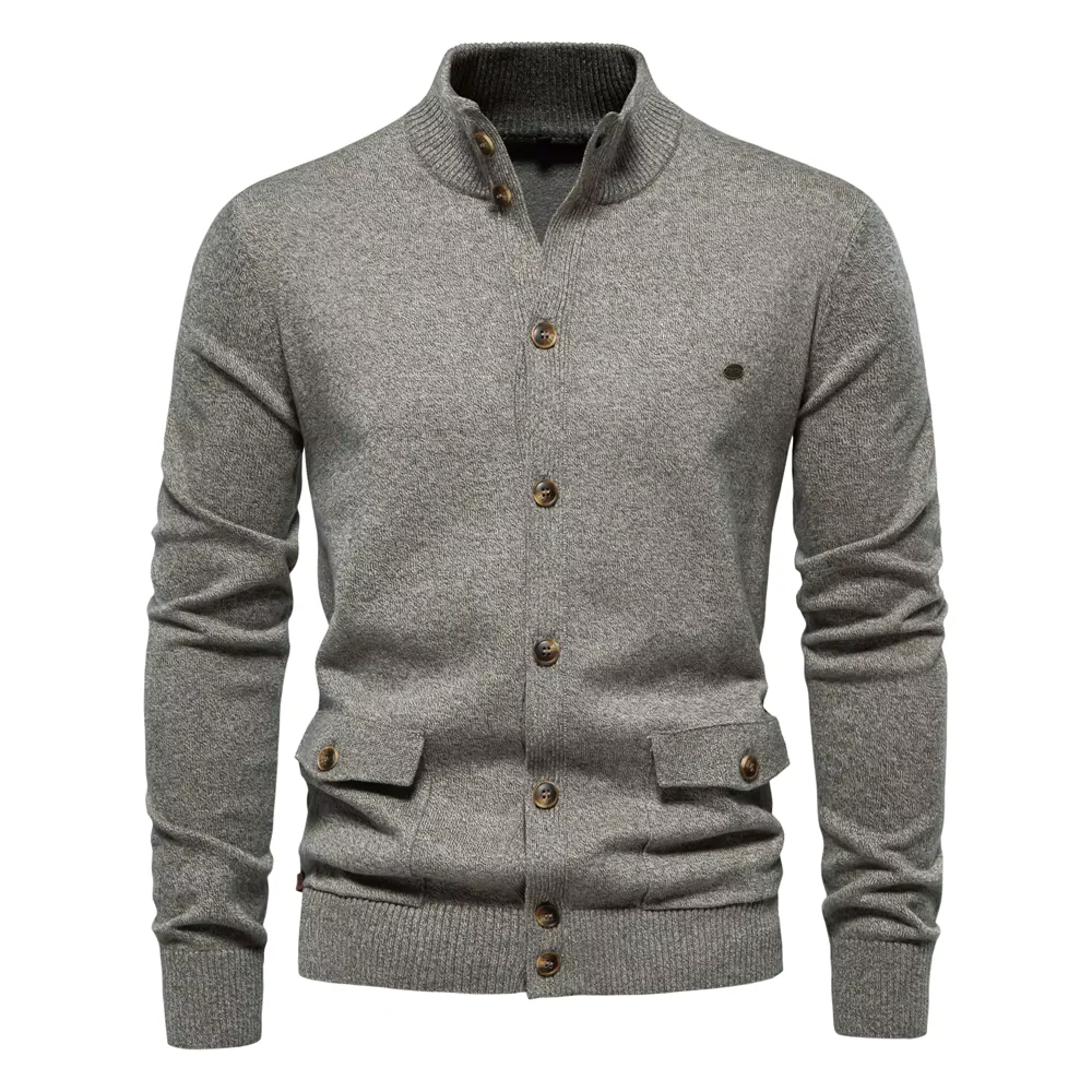 Kian | Mock Neck Cotton Cardigan - Image 2