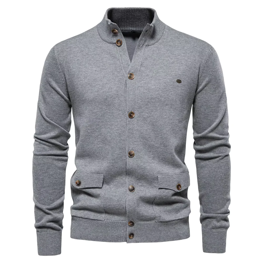 Kian | Mock Neck Cotton Cardigan - Image 4