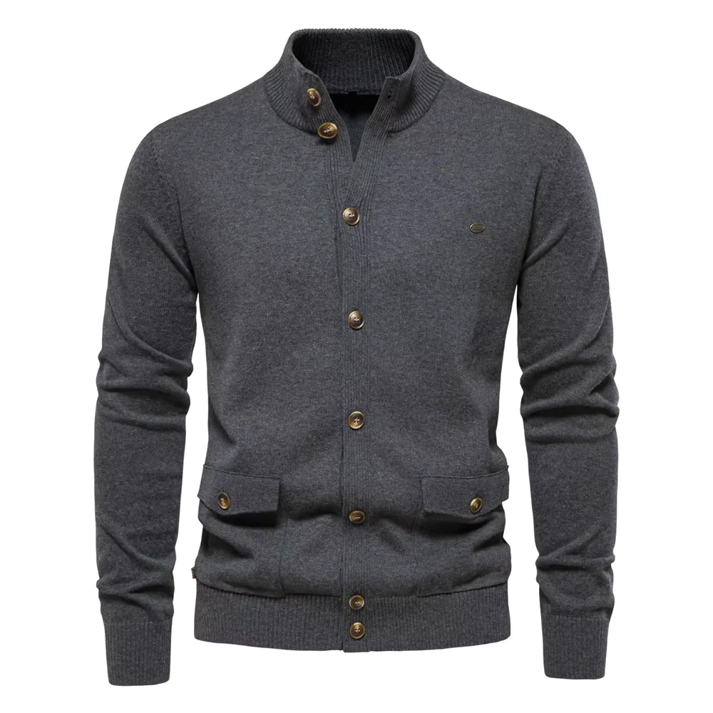 Kian | Mock Neck Cotton Cardigan - Image 5