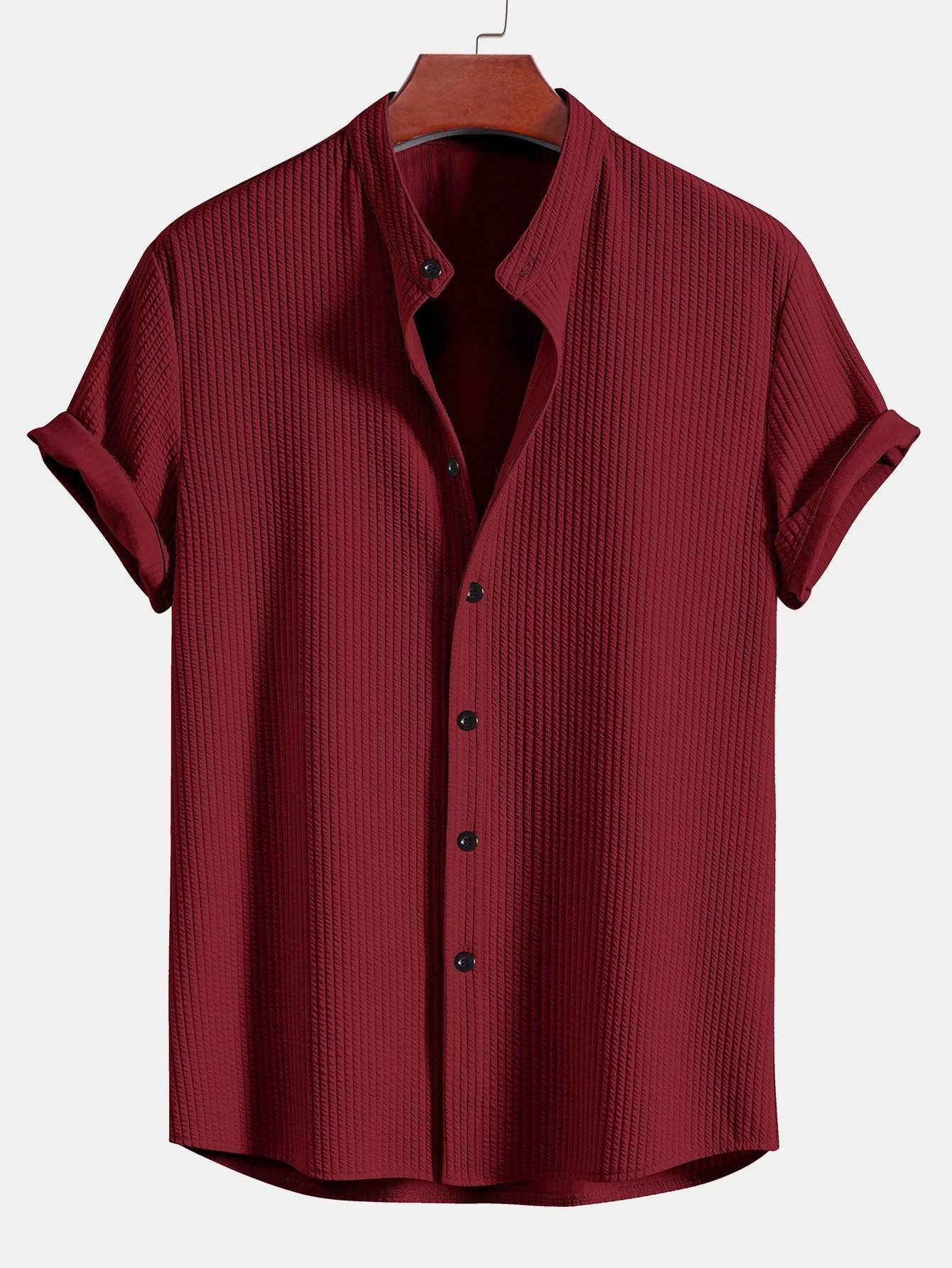 Kieran® | Fitted Ribbed Polo Shirt With Mandar Collar - Image 7