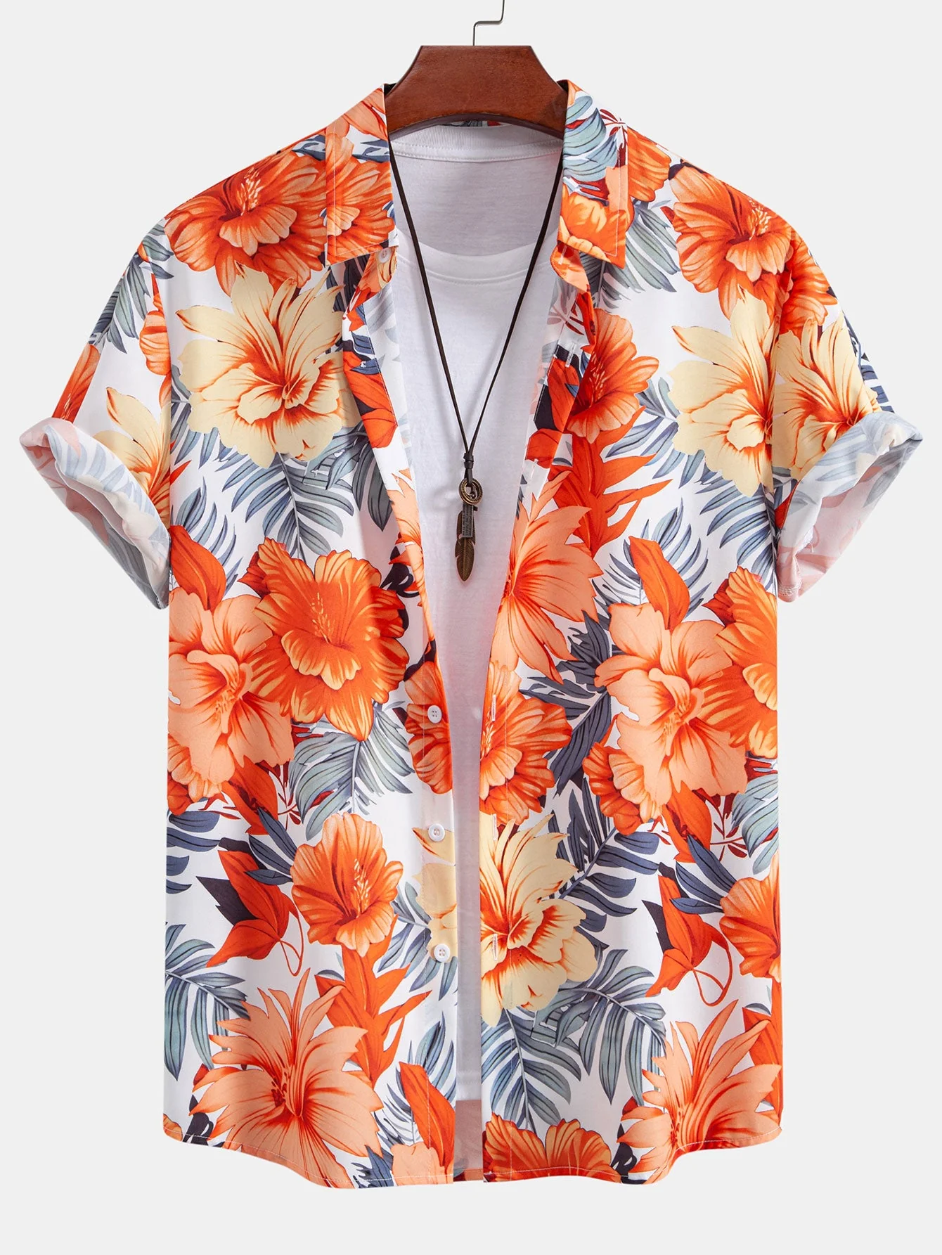 Kirk® | Tropical Flowers Print Button Up Shirt & Drawstring Swim Shorts - Image 3