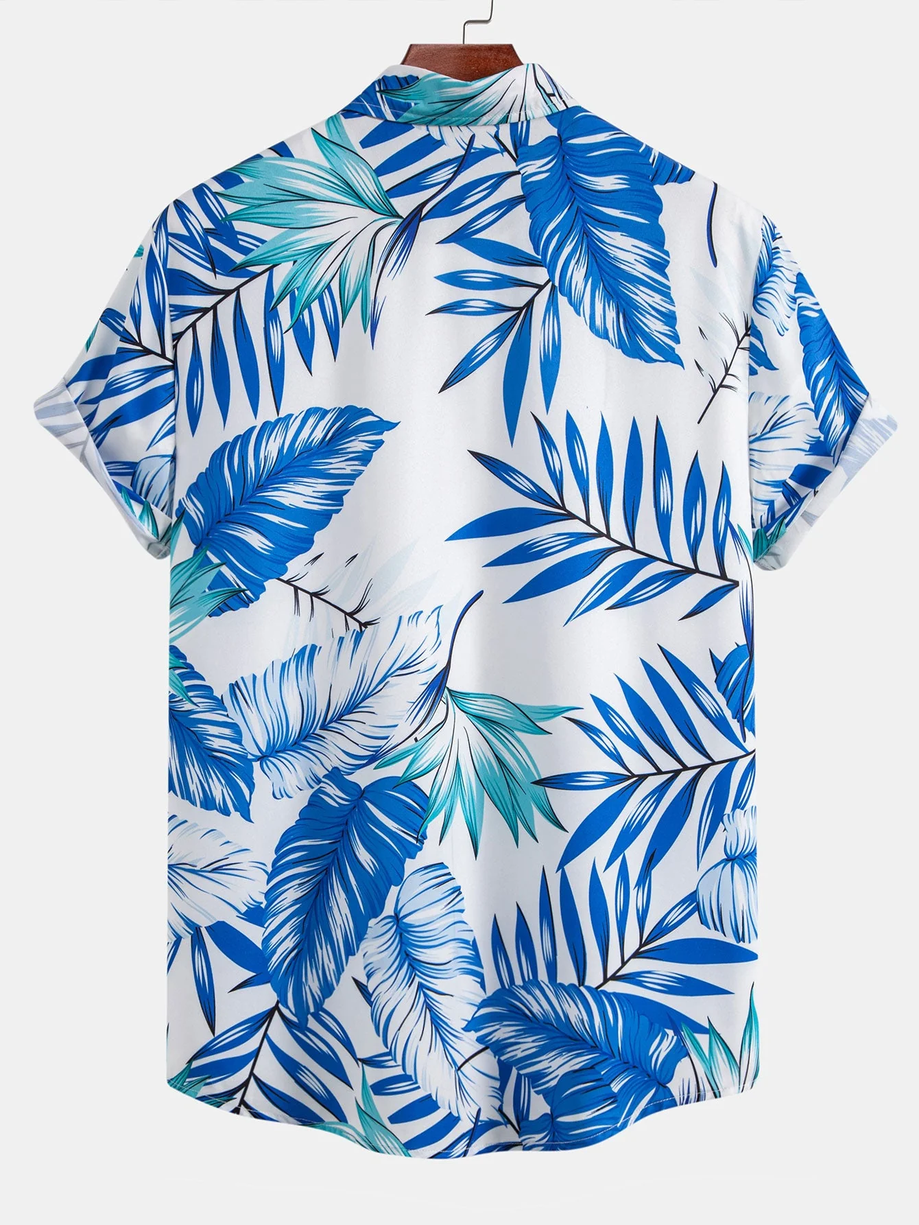 Klaus® | Tropical Leaves Print Button Up Shirt & Man Mid Length Drawstring Swim Shorts - Image 4