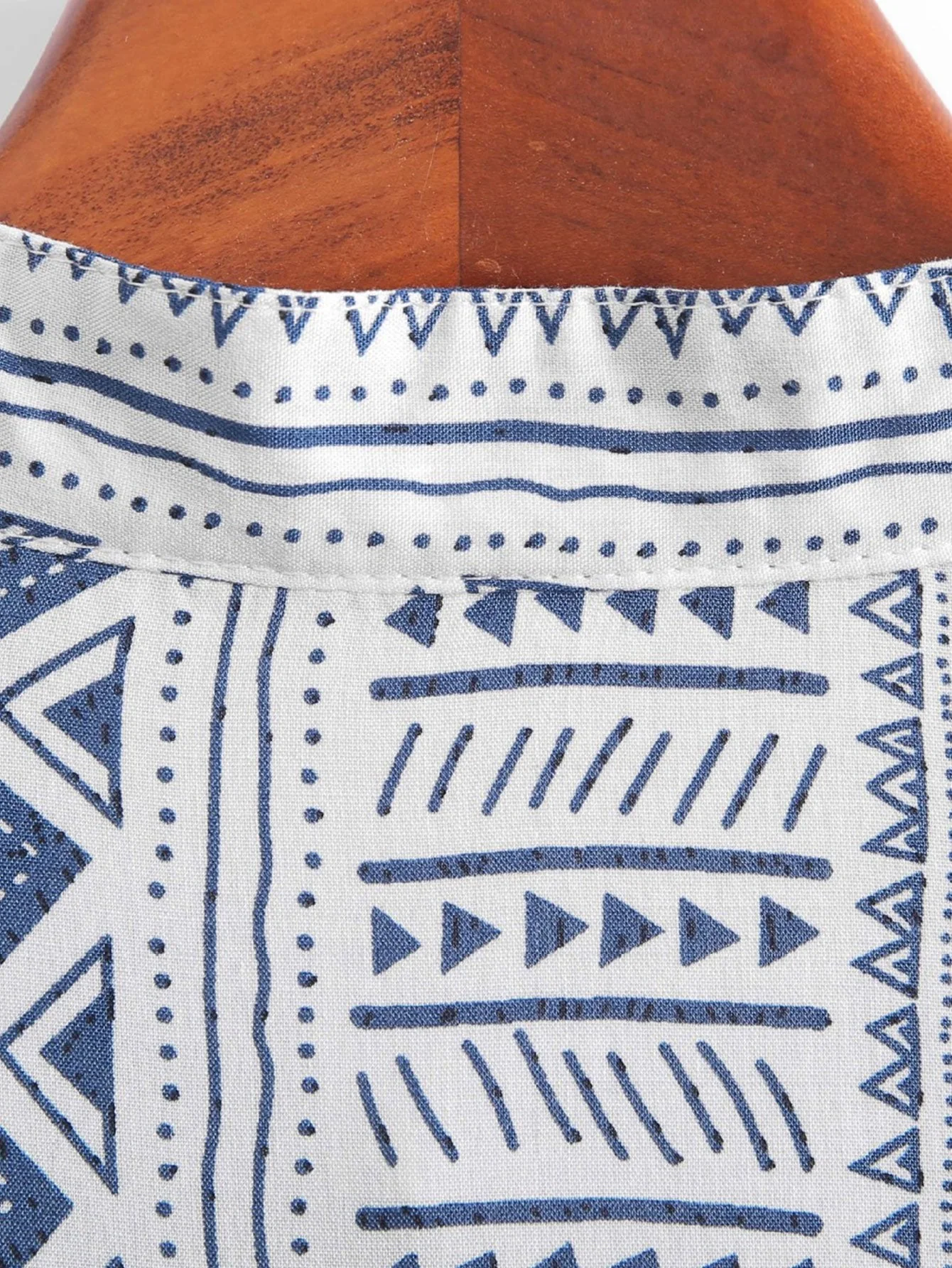 Kolby® | Tribal Geometric Print Half Placket Henley Collar Shirt - Image 10