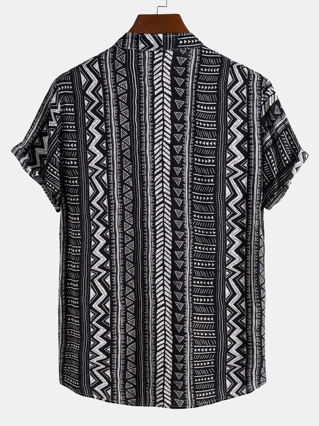 Kolby® | Tribal Geometric Print Half Placket Henley Collar Shirt - Image 2