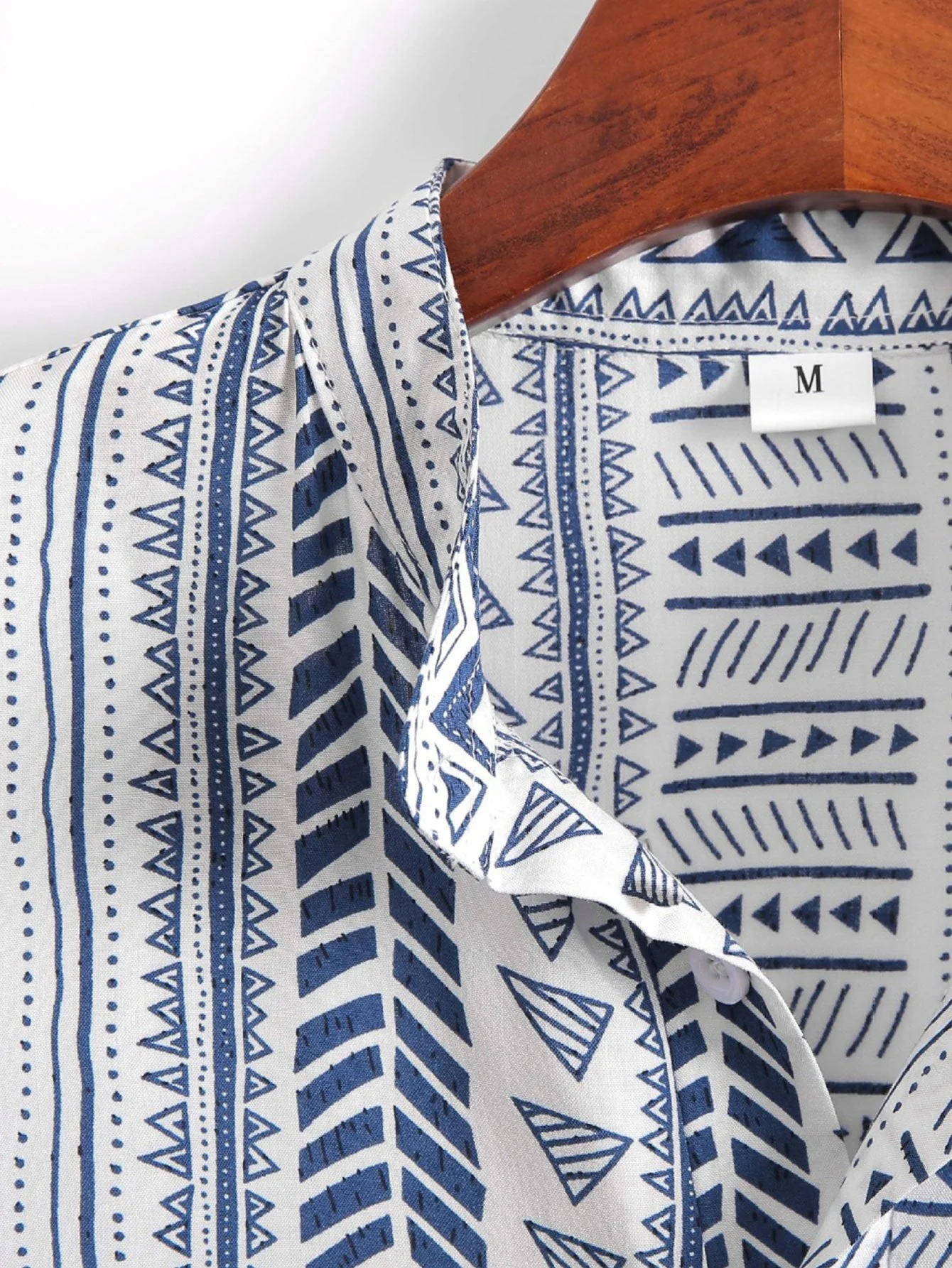Kolby® | Tribal Geometric Print Half Placket Henley Collar Shirt - Image 7