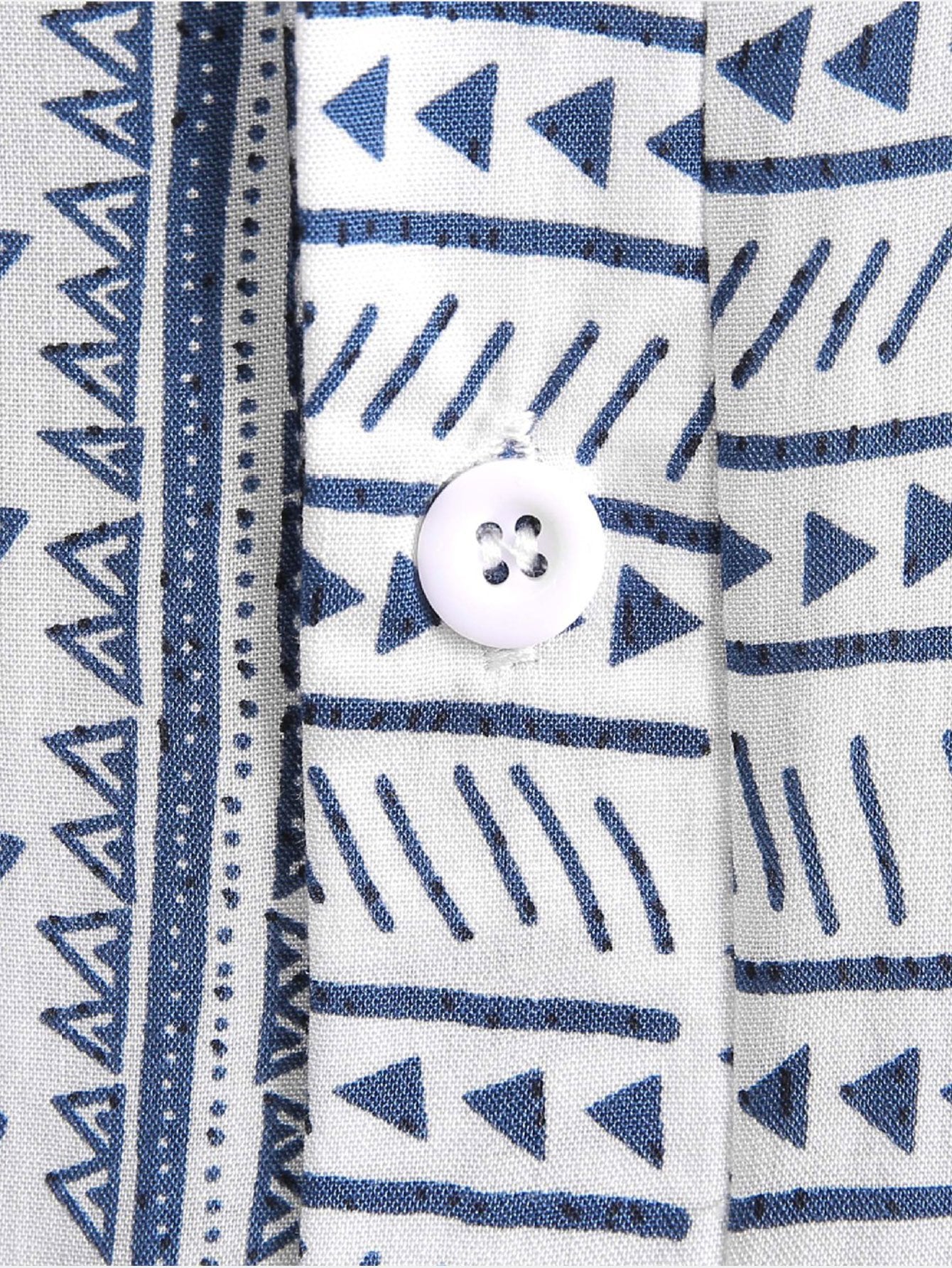Kolby® | Tribal Geometric Print Half Placket Henley Collar Shirt - Image 8