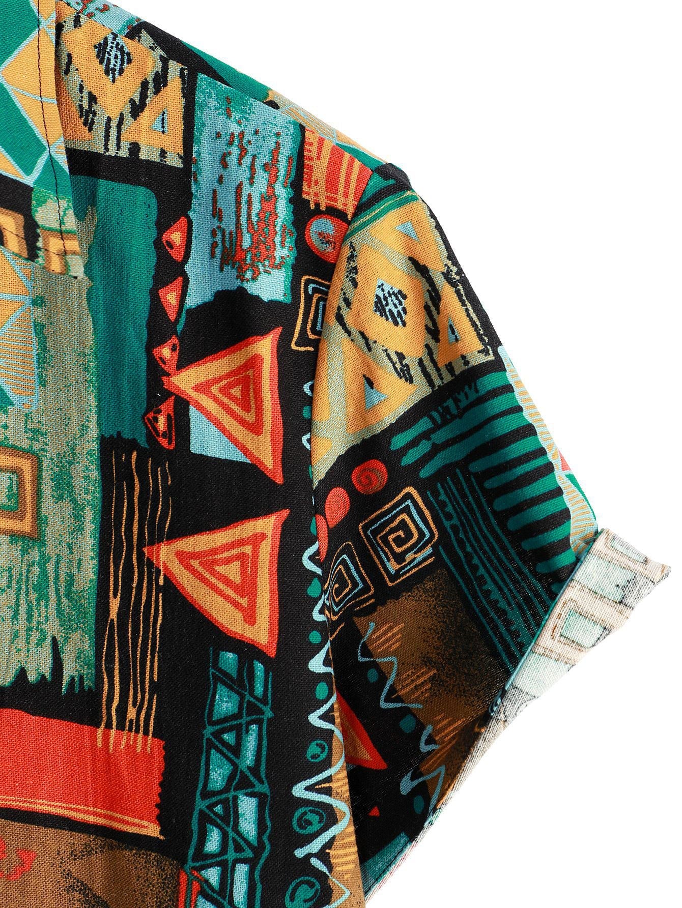 Kristian® | Tribal Geometry Print Button Up Shirt - Image 4