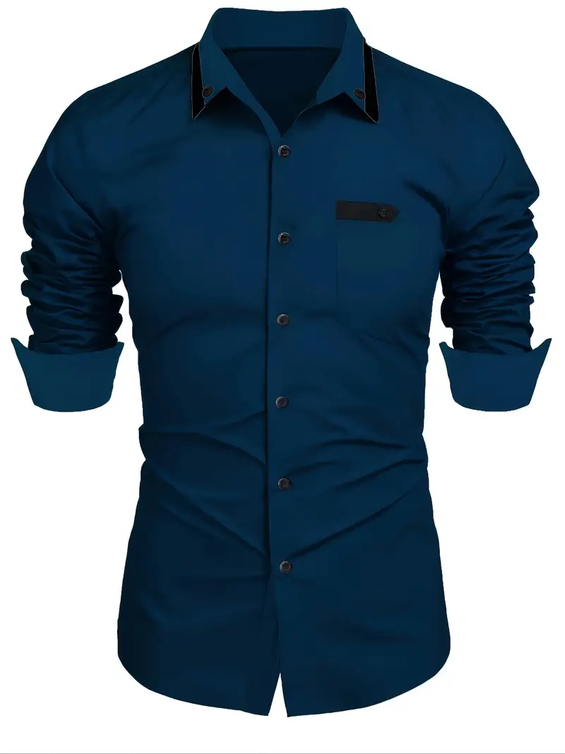 Kruz® | Color Block Long Sleeve Shirt For Men - Image 15