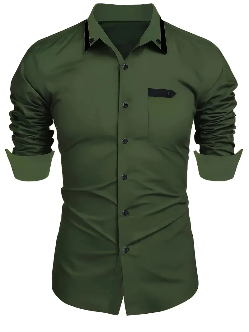 Kruz® | Color Block Long Sleeve Shirt For Men - Image 18