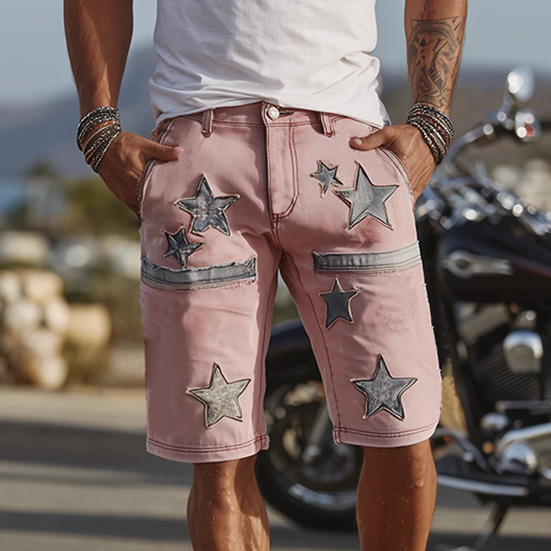 Kurt | Men'S Spring And Summer Fashion Casual Outdoor Washed Denim Patch Pattern Shorts - Image 2