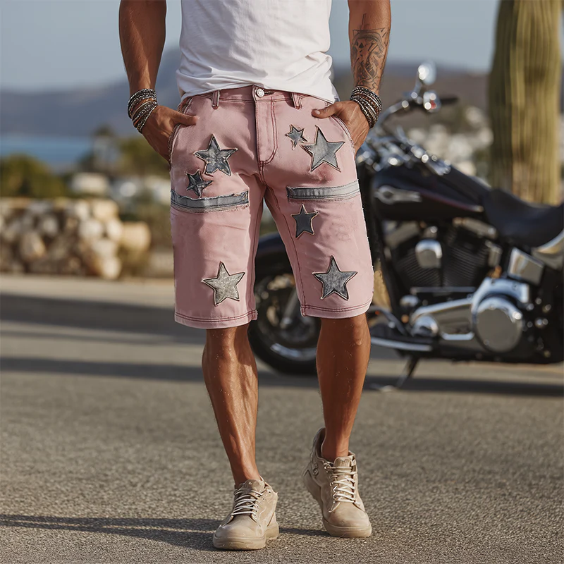 Kurt | Men'S Spring And Summer Fashion Casual Outdoor Washed Denim Patch Pattern Shorts - Image 3