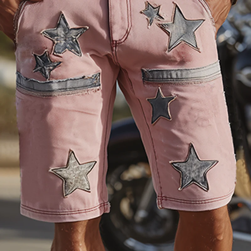 Kurt | Men'S Spring And Summer Fashion Casual Outdoor Washed Denim Patch Pattern Shorts - Image 5
