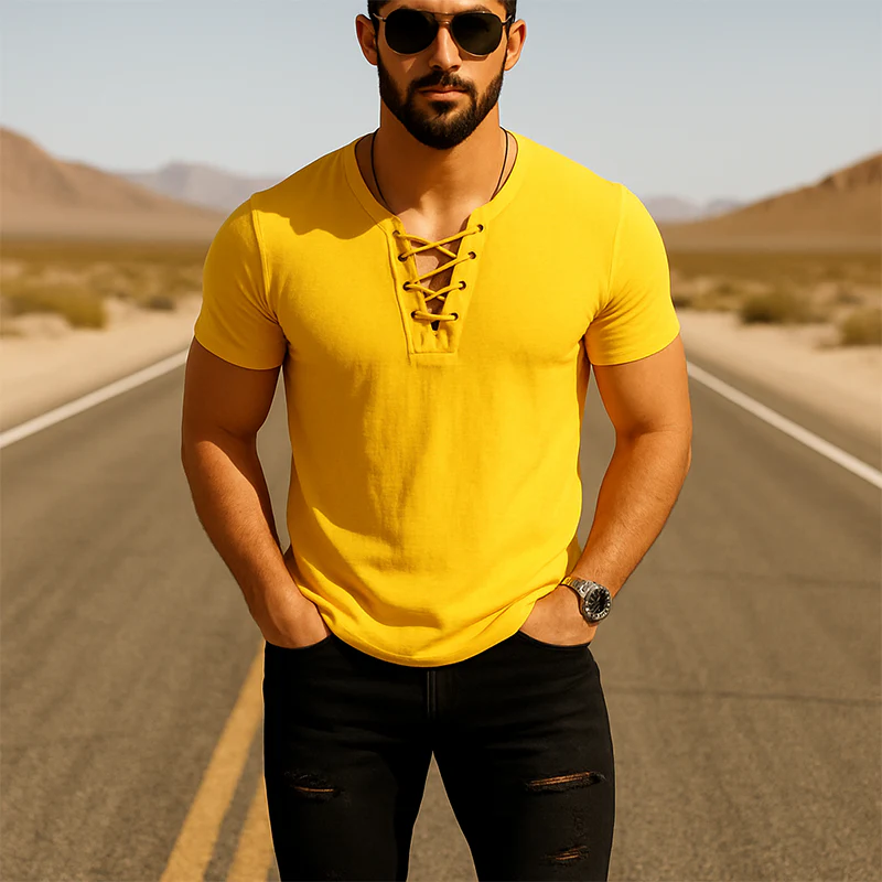 Kurt | Men'S Summer Fashion Lace-Up Thin Linen Short-Sleeved Shirt - Image 2