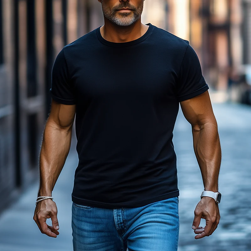 Kyle | Men'S Summer Basic Solid Color Cotton Short Sleeve T-Shirt - Image 2