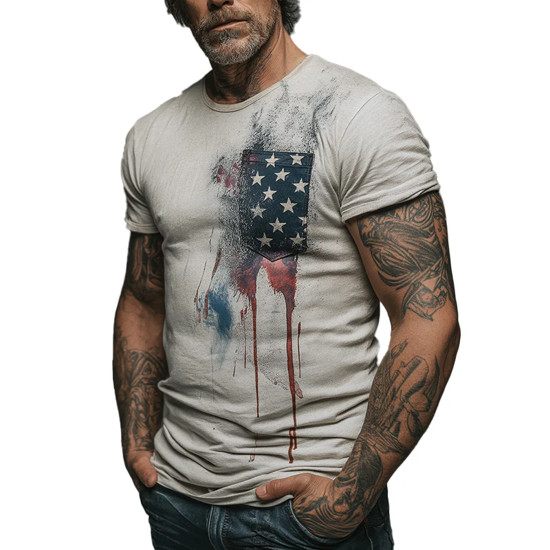 Kyle | Men'S Vintage Printed Cotton Short Sleeve T-Shirt