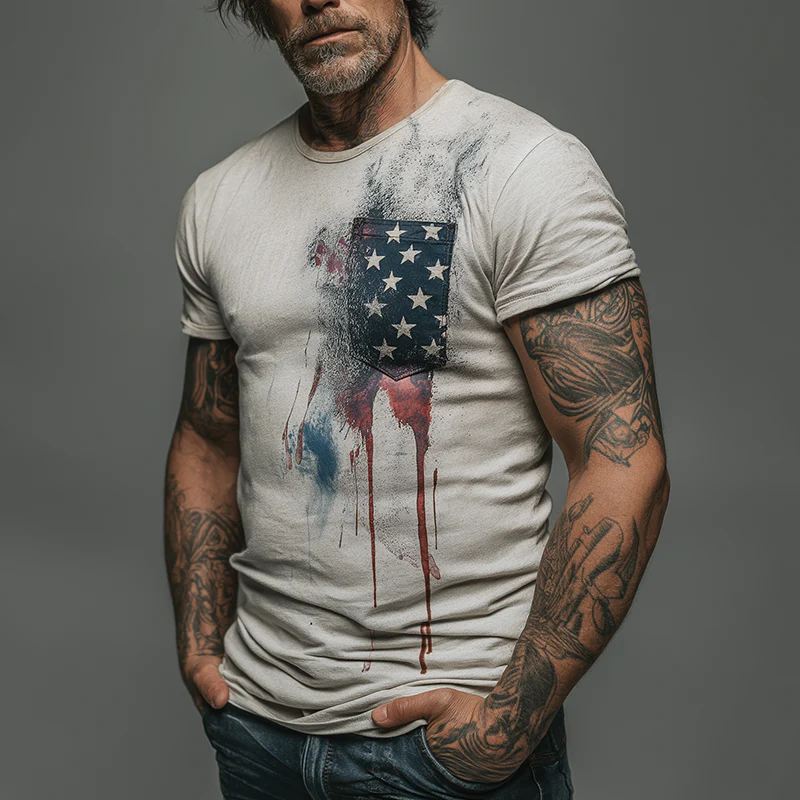 Kyle | Men'S Vintage Printed Cotton Short Sleeve T-Shirt - Image 2