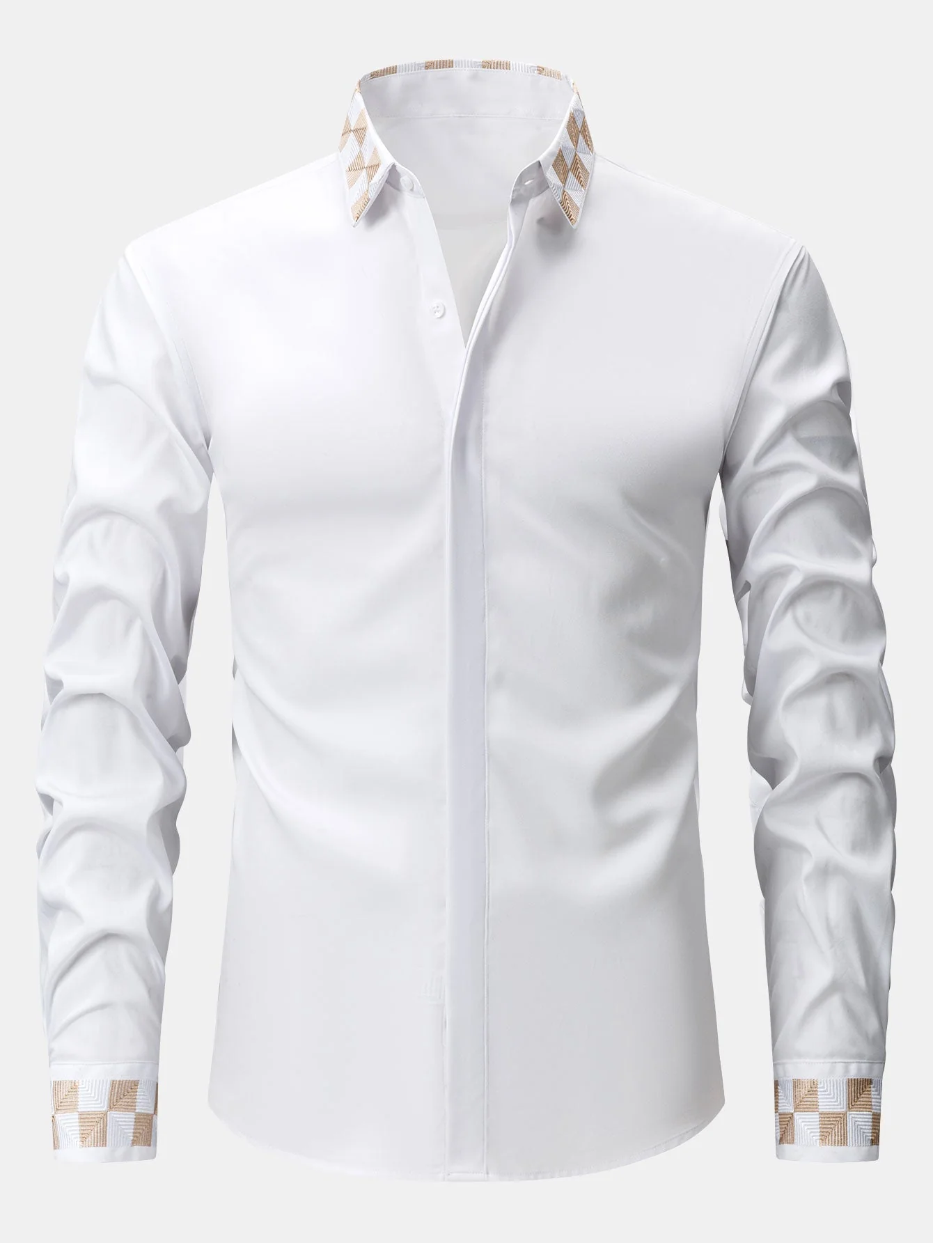 Laban® | Long Sleeve Embroidered Hidden Buttons Placket Shirt - Image 3