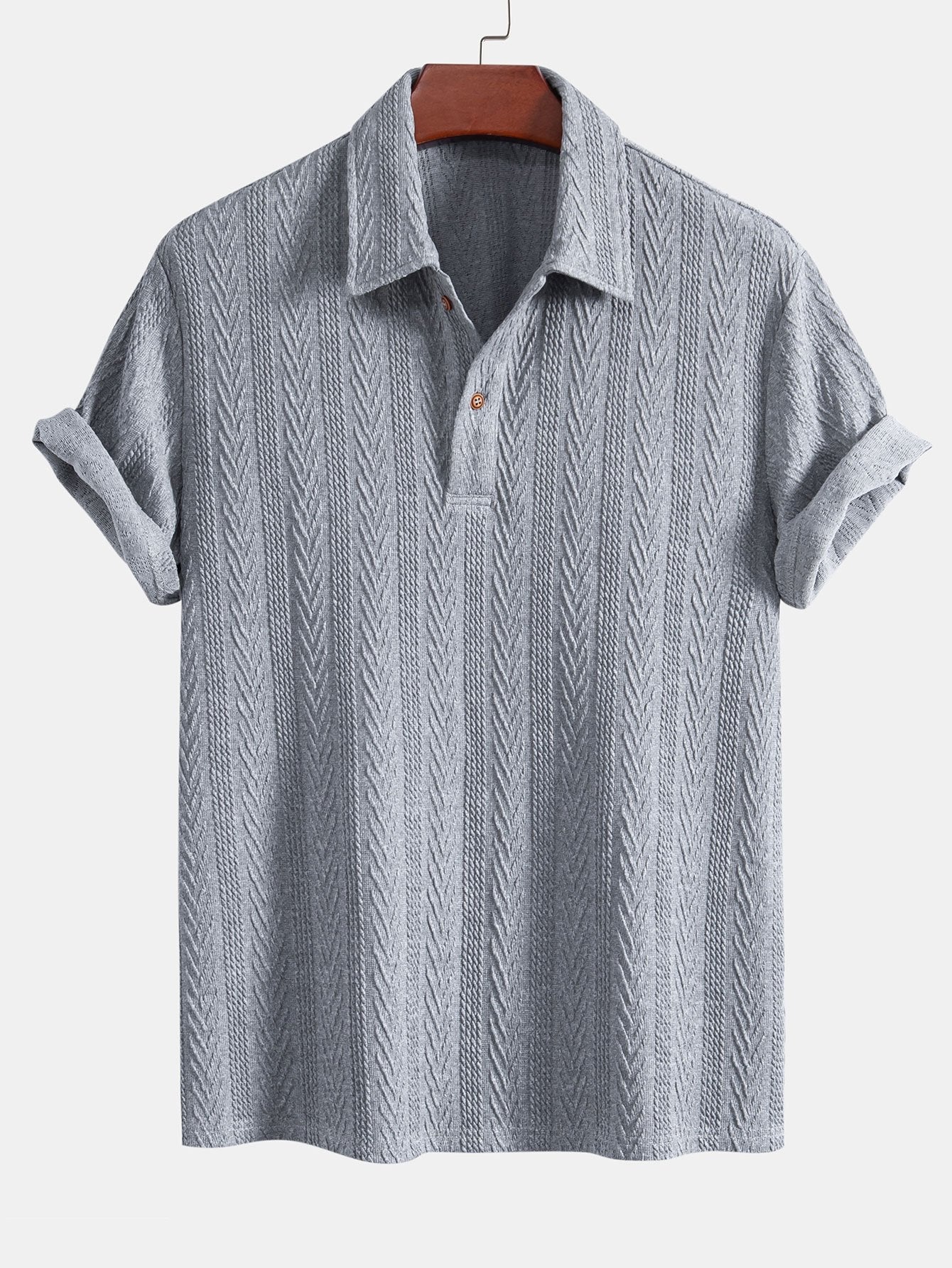 Lachlan® | Knitted Geometric Jacquard Polo Shirt - Image 10